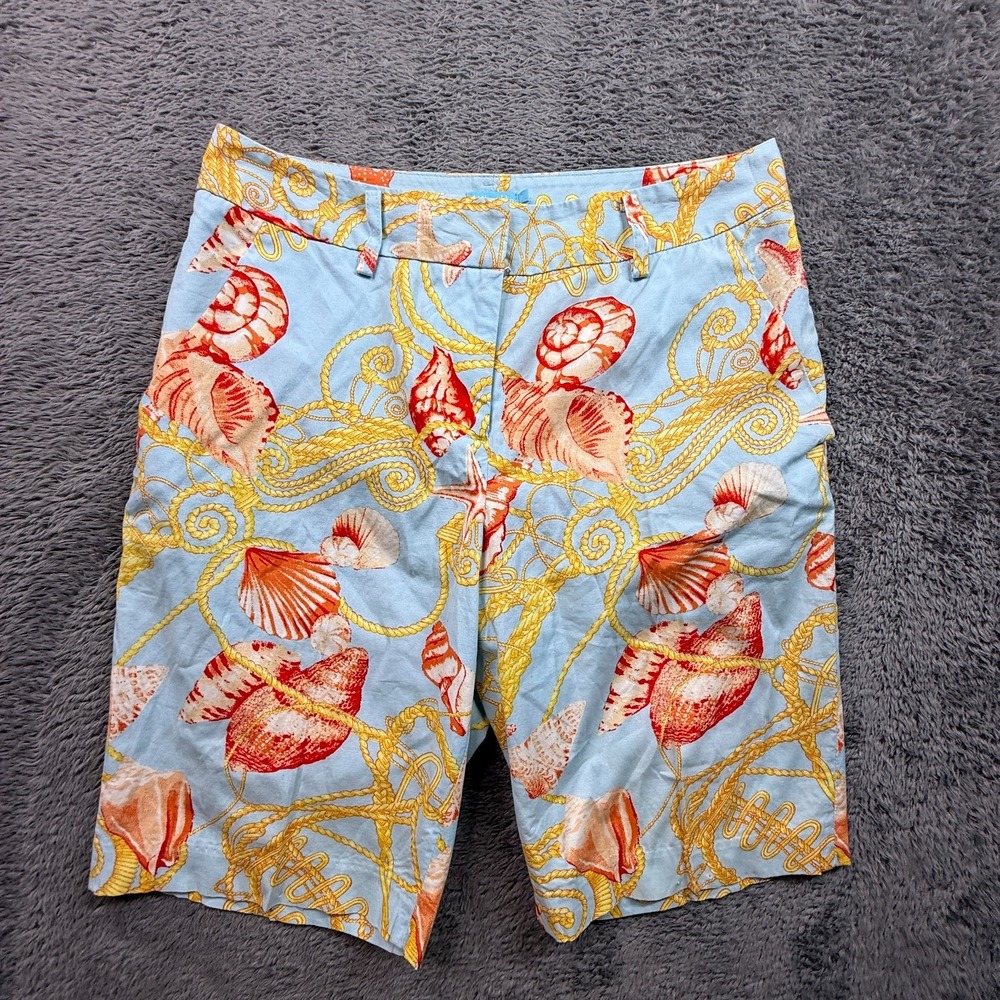 J. McLaughlin Nautical Seashell Starfish Print Bermuda Shorts Womens Size 2 28x6